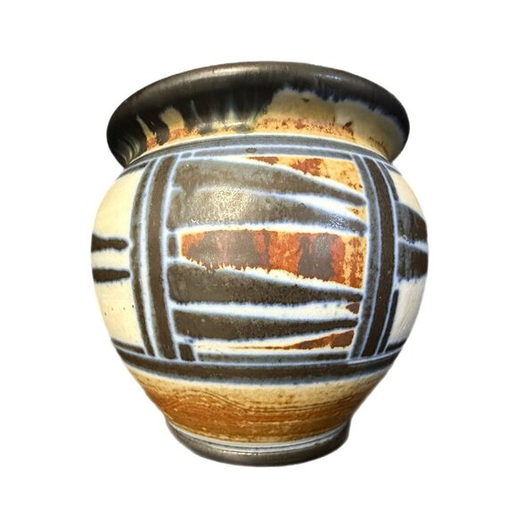 Vintage NAVAJO WEDDING VASE Signed J. Hayes Native American  Native American Look Signed Handmade 4.5” Jar Vase Studio Pottery